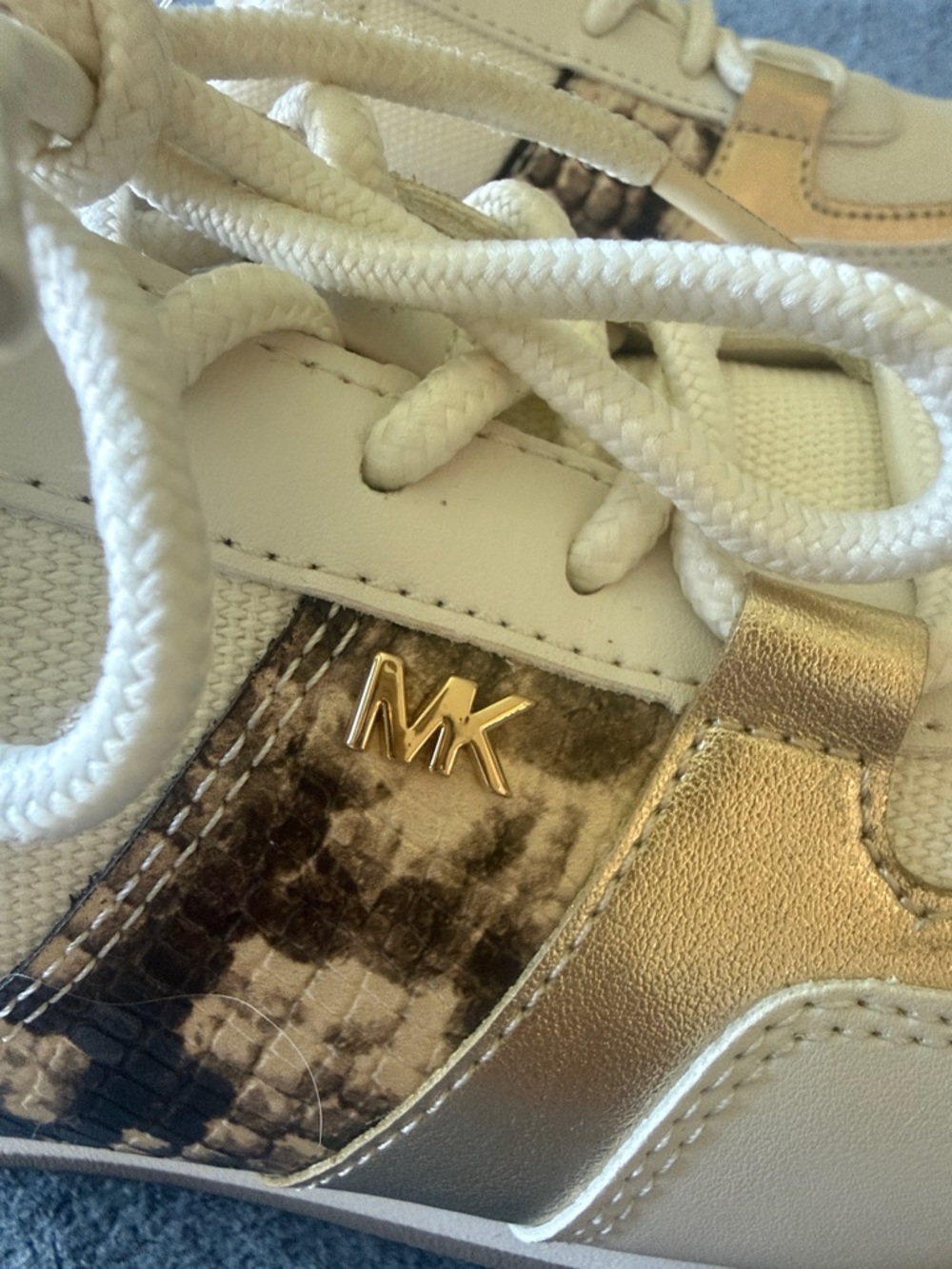 Michael Kors Women Cream and Gold Sneakers - Picture 12 of 12